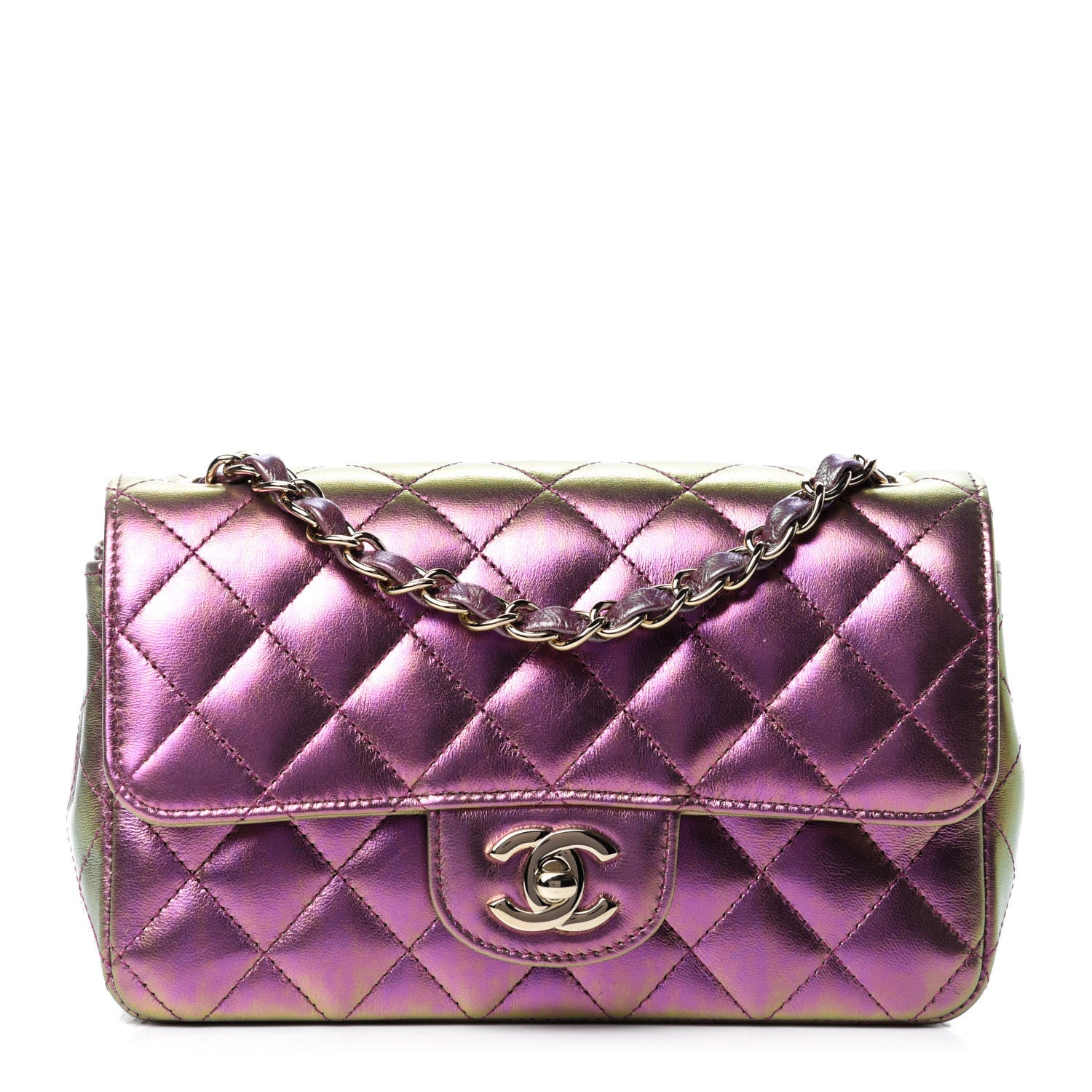 Chanel Iridescent Lambskin Quilted Mini Rectangular Flap Purple 1 of 10