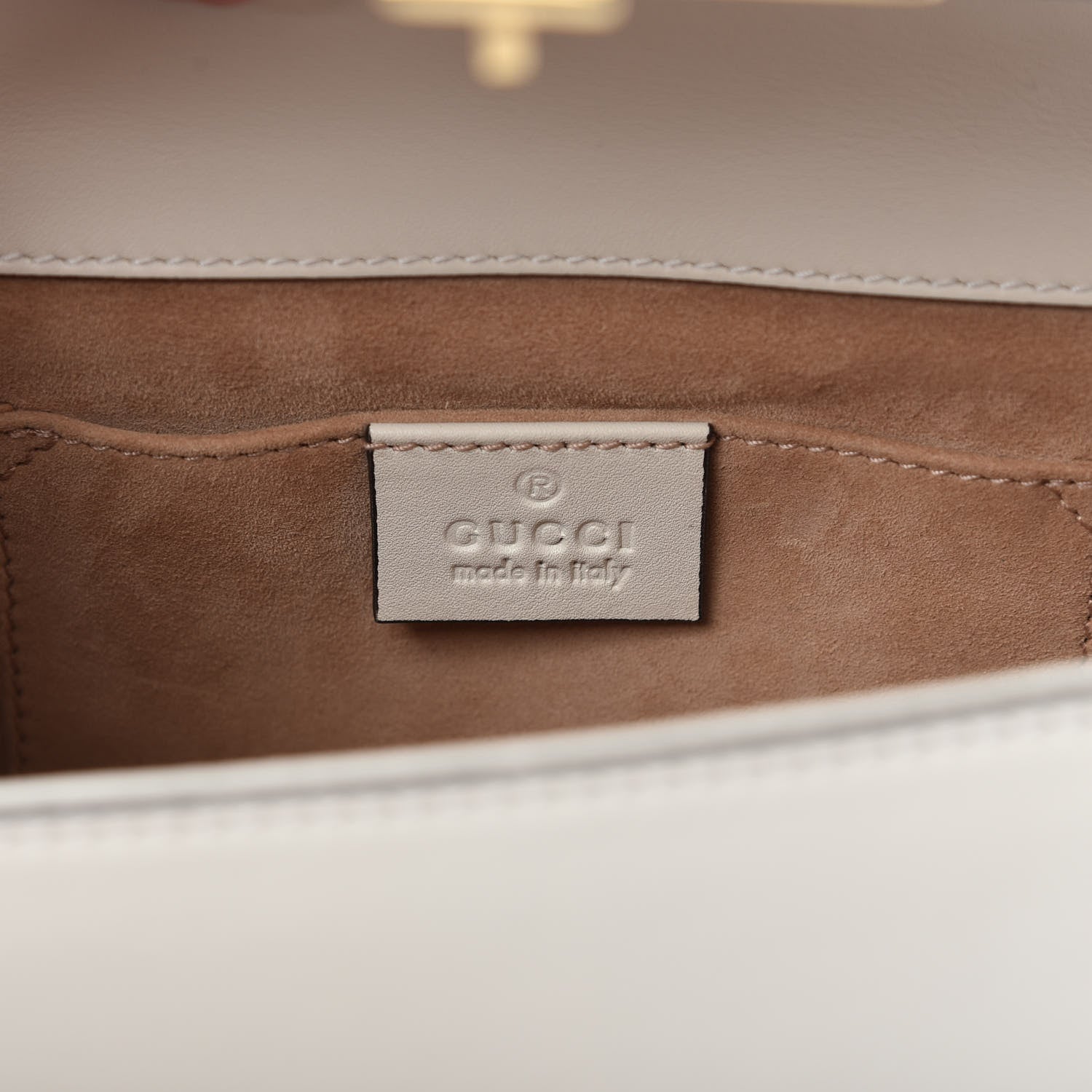 Gucci Calfskin Studded Small Padlock Shoulder Bag White 8 of 10