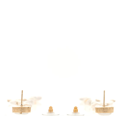 Chanel Crystal Mother of Pearl CC Star Dangle Earrings Gold 3 of 5
