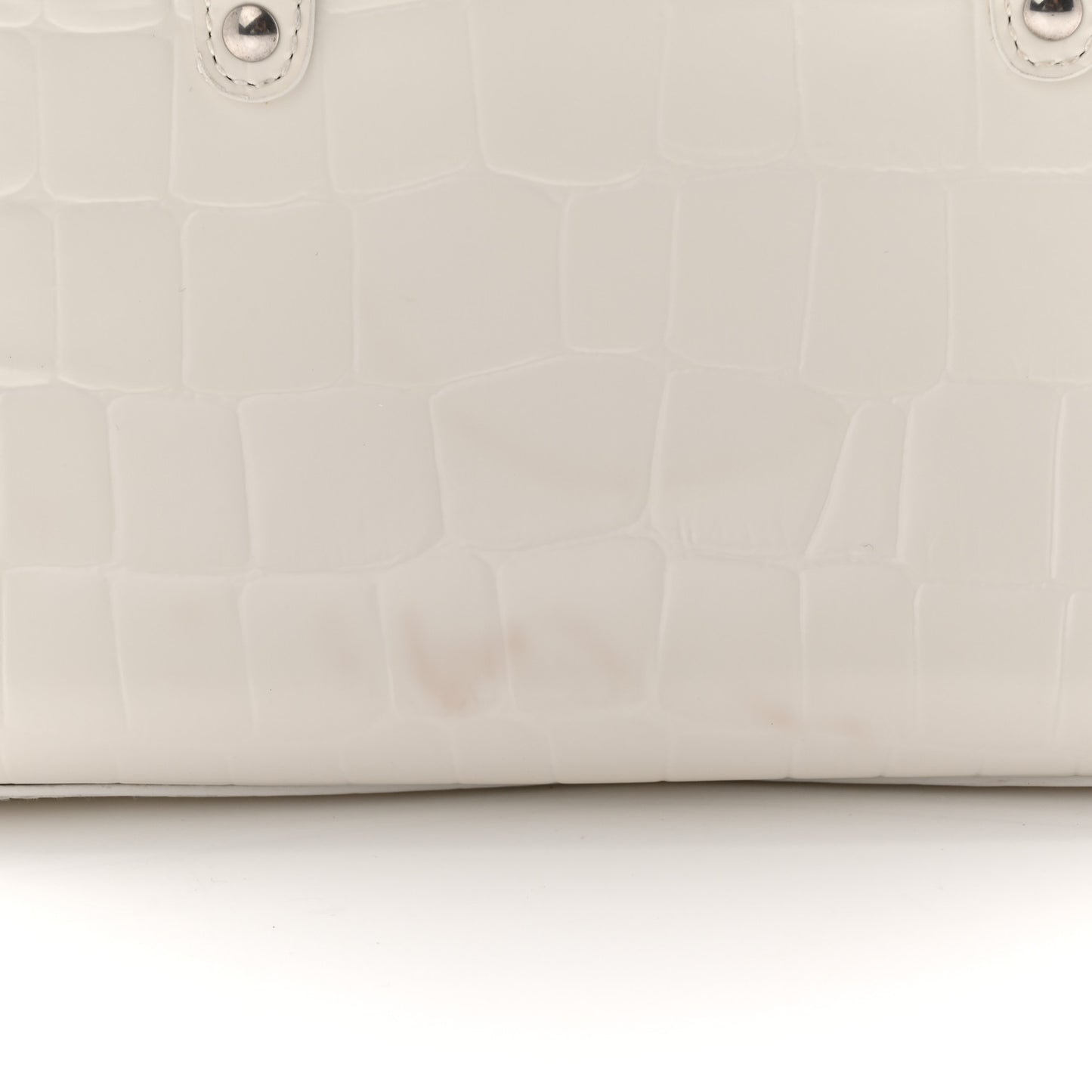 Extra Supple Calfskin Crocodile Embossed Neo Classic Silver Hardware Super Mini City White