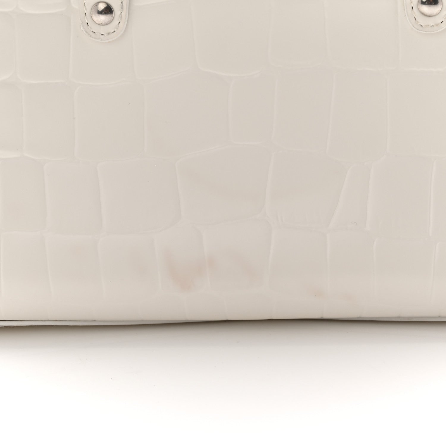Balenciaga Extra Supple Calfskin Crocodile Embossed Neo Classic Silver Hardware Super Mini City White 10 of 11