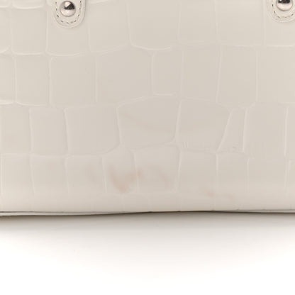 Balenciaga Extra Supple Calfskin Crocodile Embossed Neo Classic Silver Hardware Super Mini City White 10 of 11