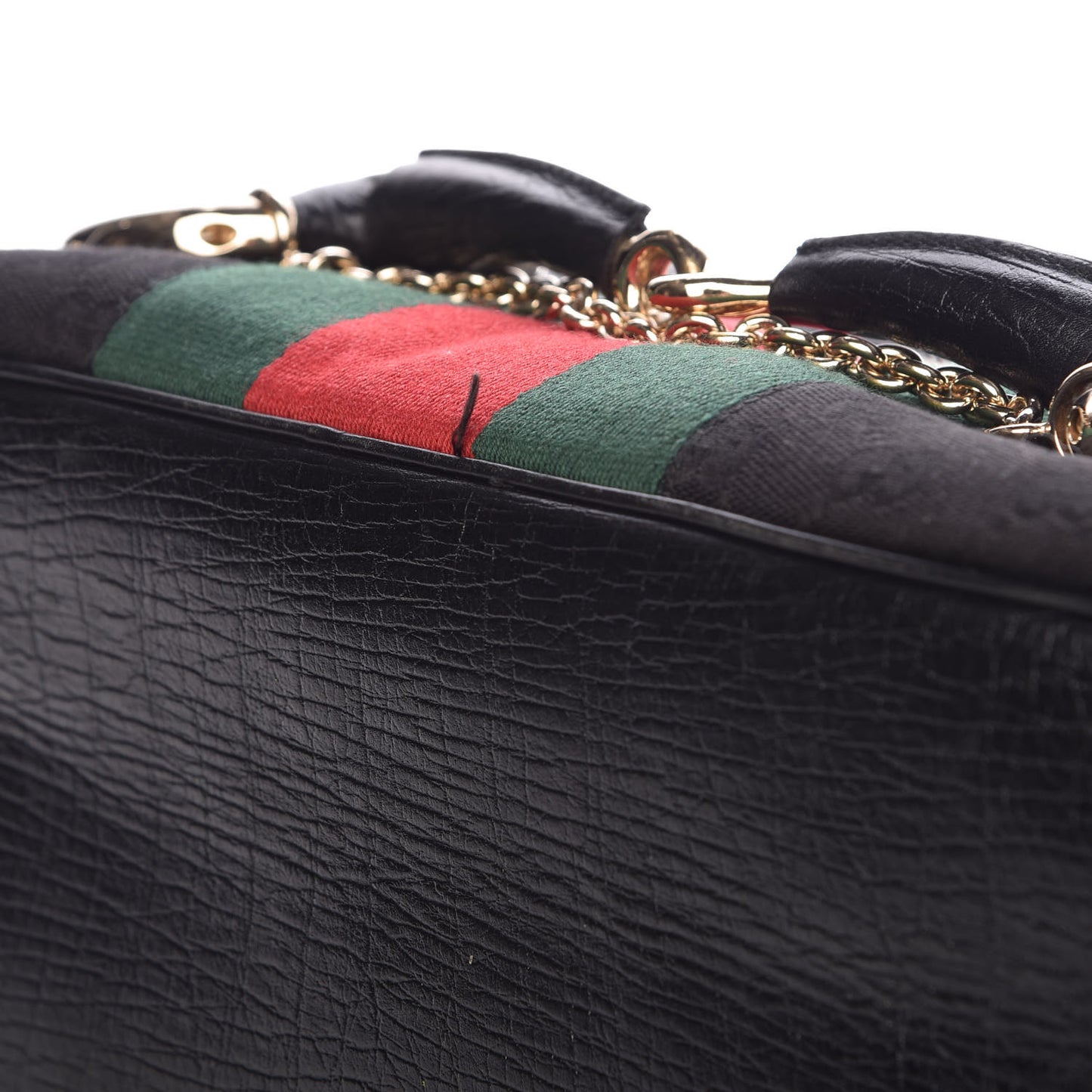 Monogram Web Large Horsebit Satchel Chain Black