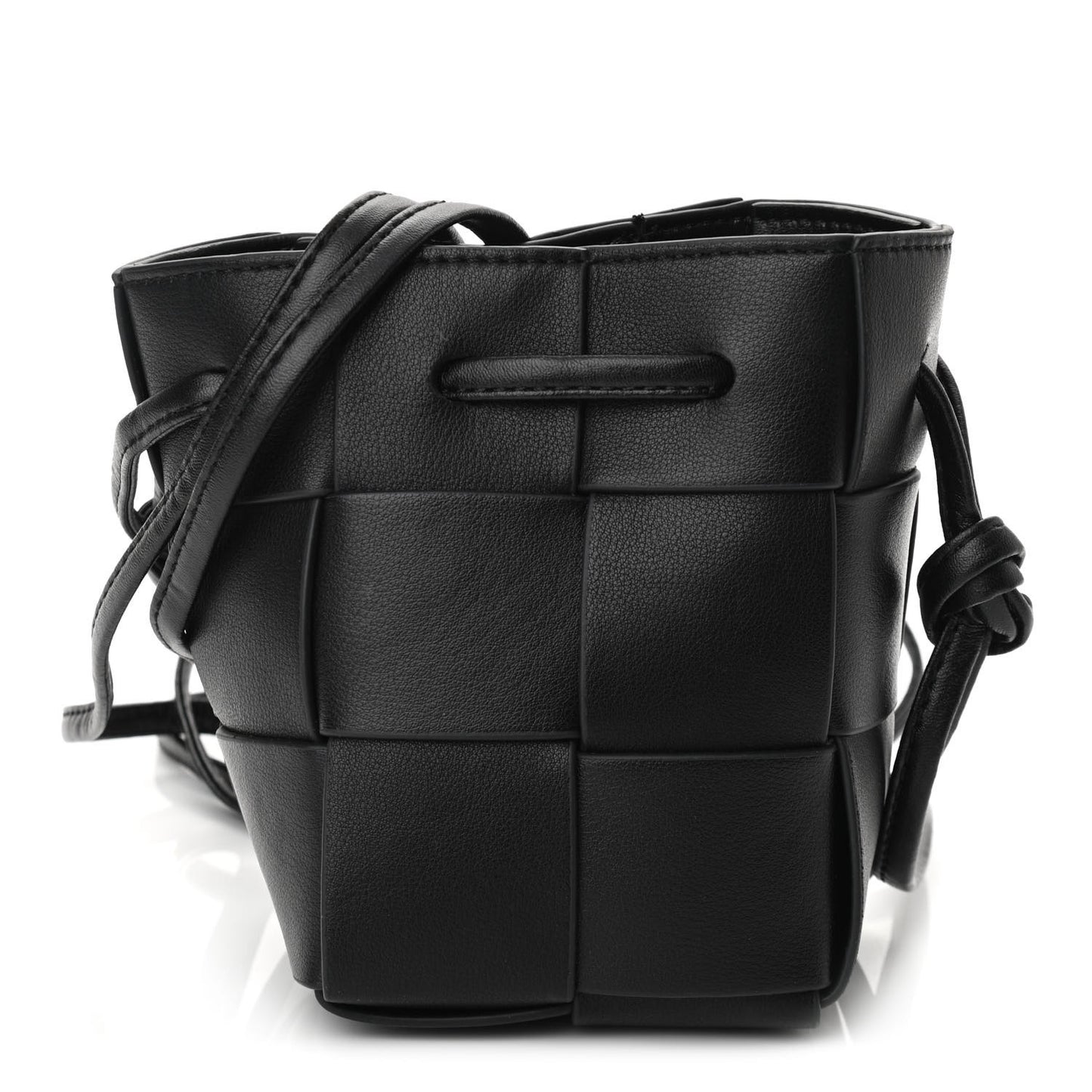 Nappa Maxi Intrecciato Mini Cassette Bucket Bag Black