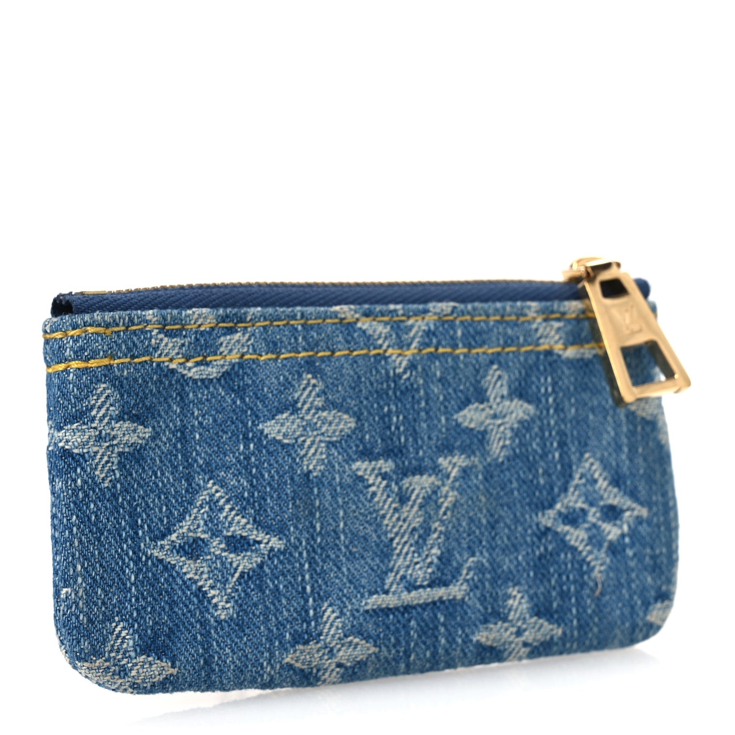 Monogram Denim Key Pouch Denim Blue