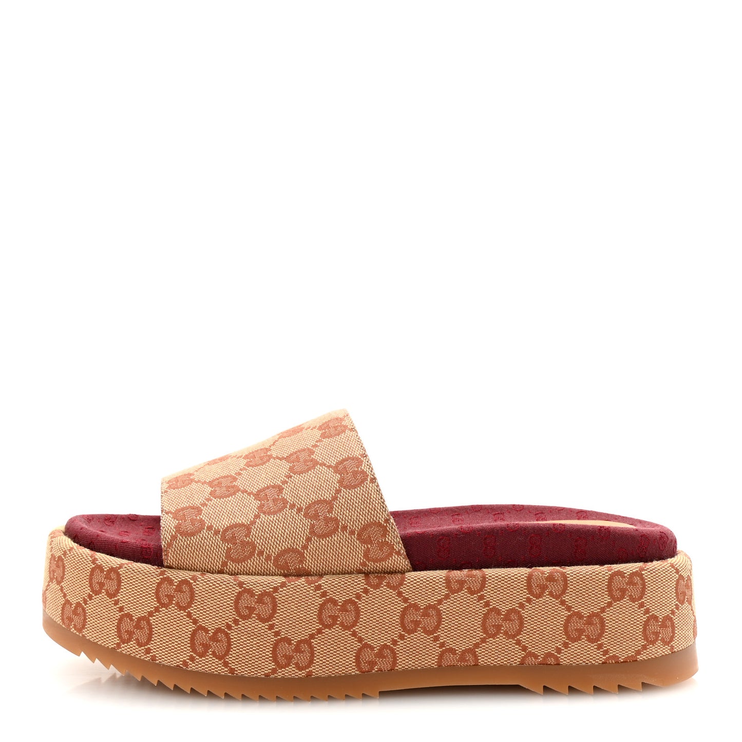 Canvas GG Monogram Angelina Platform Slide Sandals 37 Beige Ruggine