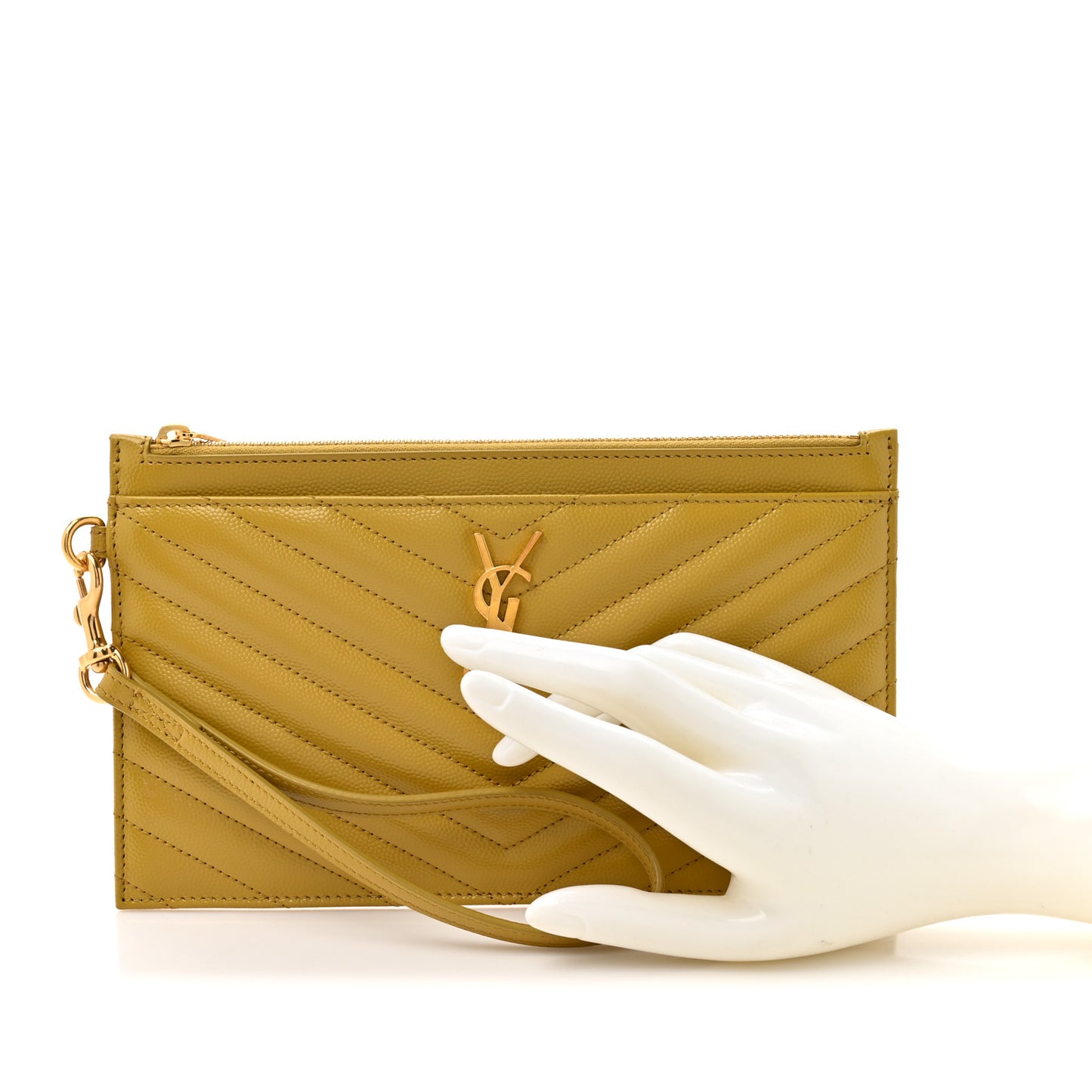 Grain De Poudre Chevron Monogram Large Bill Pouch Light Chartreuse