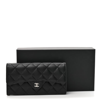 Chanel Caviar Quilted Large Gusset Flap Wallet Black 9 of 9