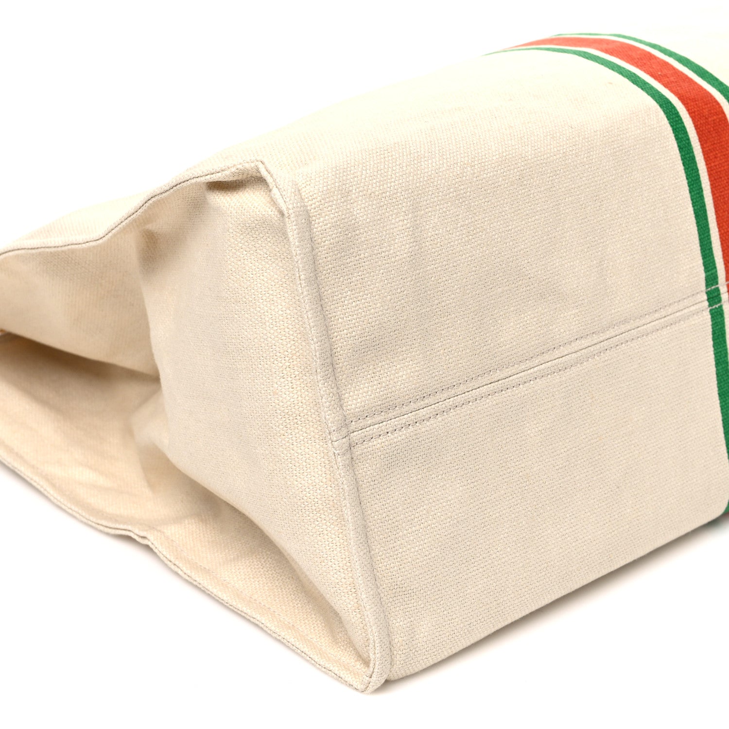 Gucci Linen Heavy Canvas Textured Dollar Calfskin Web Large Retro Interlocking G Foldable Tote Light Beige 9 of 10