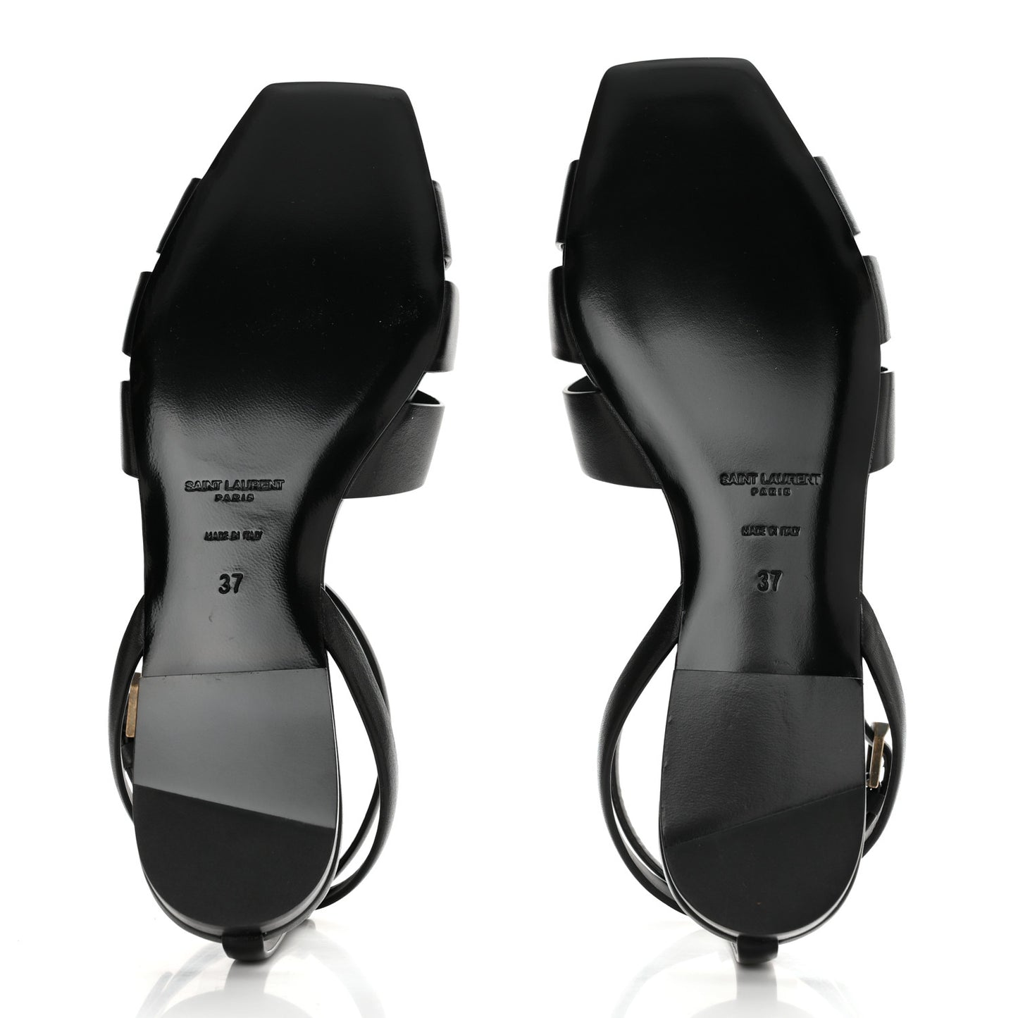 Calfskin Tribute 05 Ankle Strap Flat Sandals 37 Black