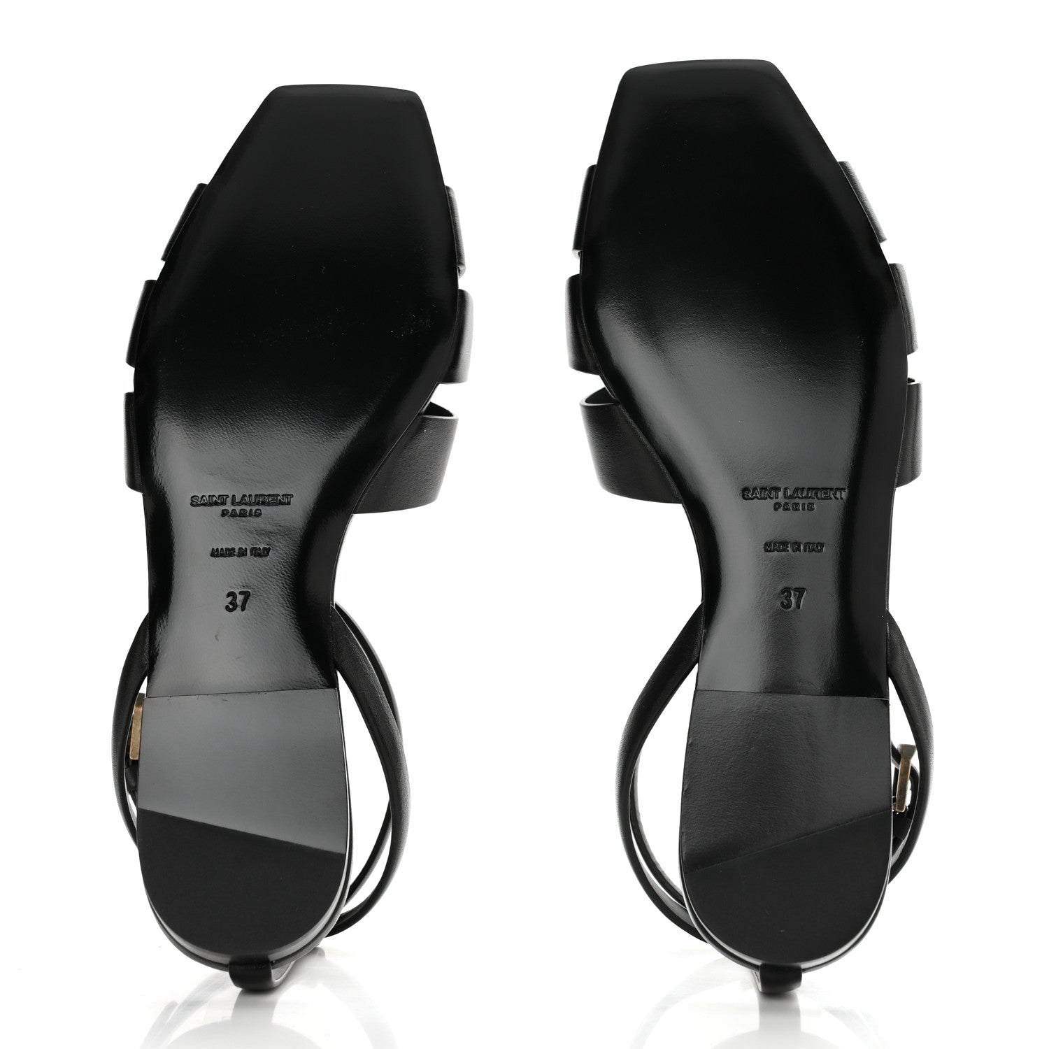 Saint Laurent Calfskin Tribute 05 Ankle Strap Flat Sandals 37 Black 5 of 9