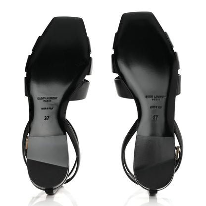 Saint Laurent Calfskin Tribute 05 Ankle Strap Flat Sandals 37 Black 5 of 9