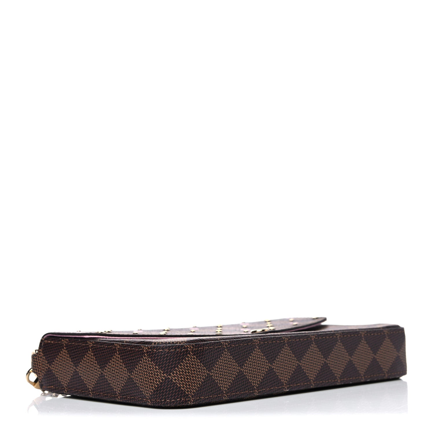 Louis Vuitton Damier Ebene Studded Pochette Felicie Chain Wallet 4 of 9