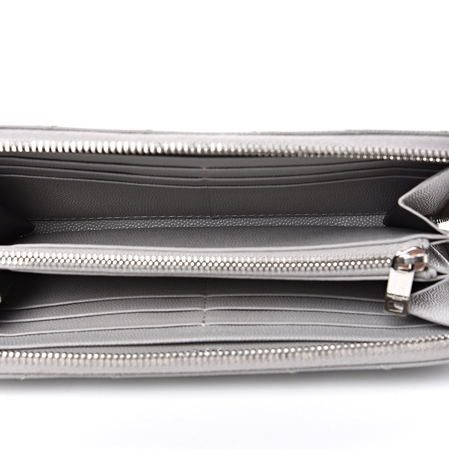 Grain De Poudre Matelasse Chevron Monogram Zip Around Wallet Granite