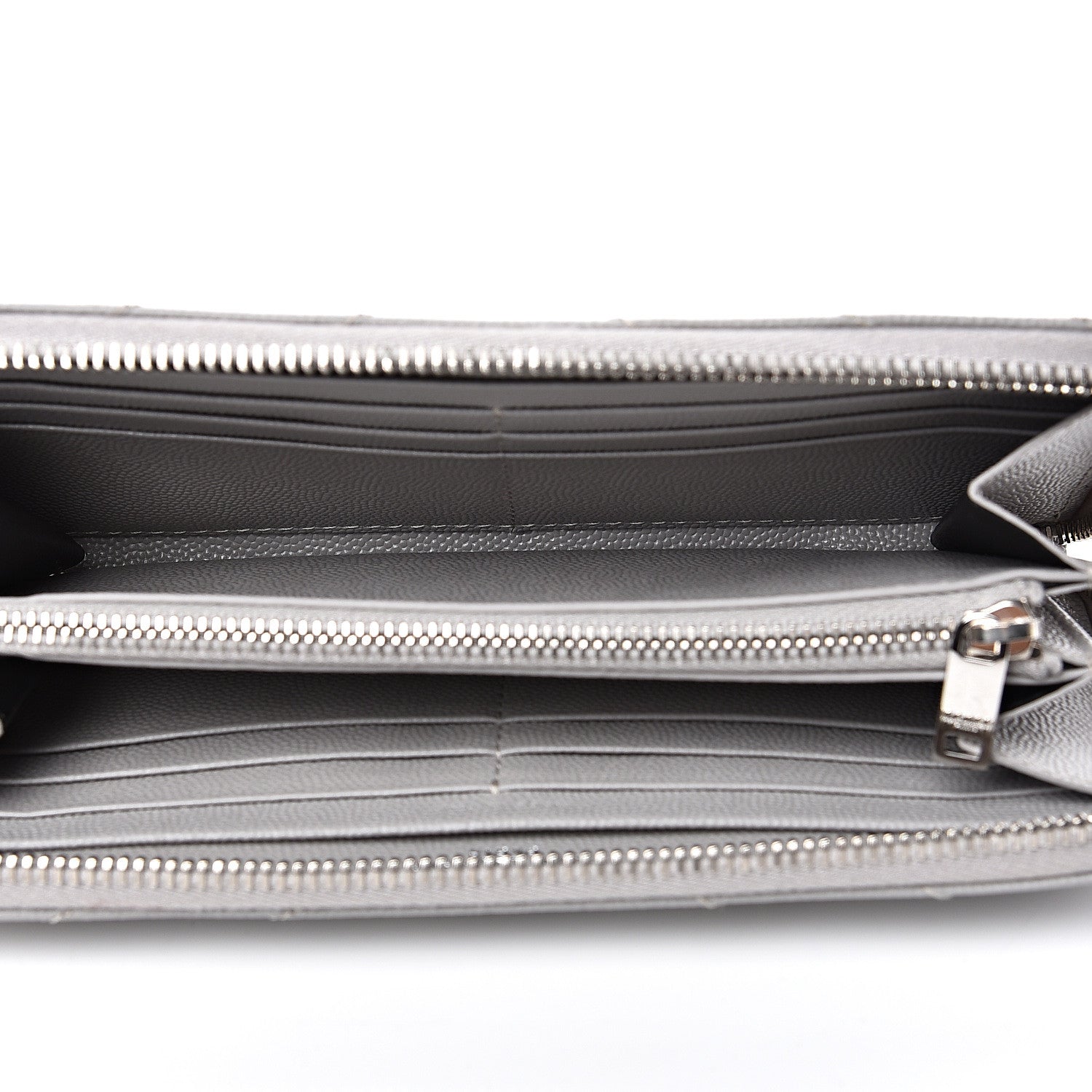Saint Laurent Grain De Poudre Matelasse Chevron Monogram Zip Around Wallet Granite 4 of 8