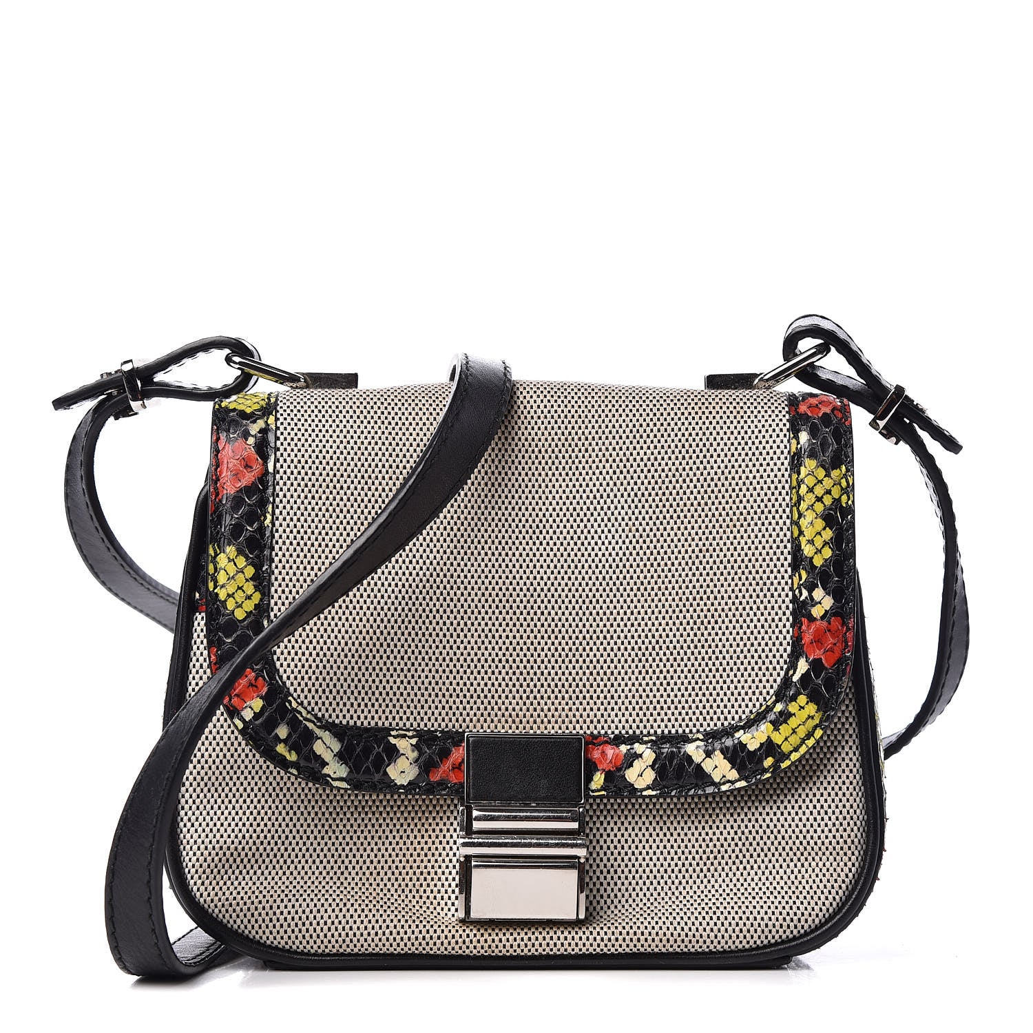 Proenza Schouler Canvas Ayers Calfskin Tiny Kent Shoulder Bag Black White 1 of 11