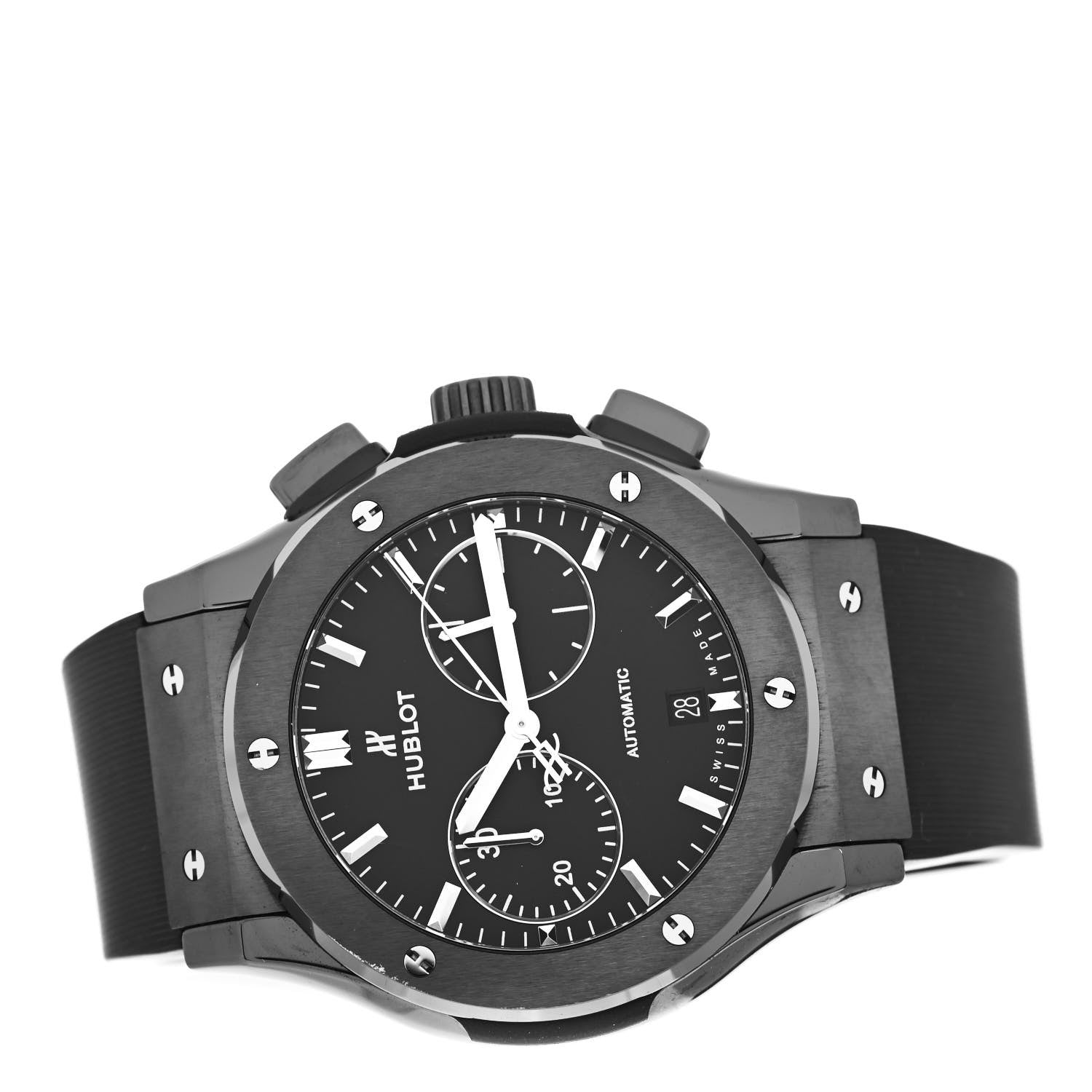 Hublot Ceramic Rubber 45mm Classic Fusion Chronograph Automatic Watch Black 521.CM.1171.RX 2 of 5