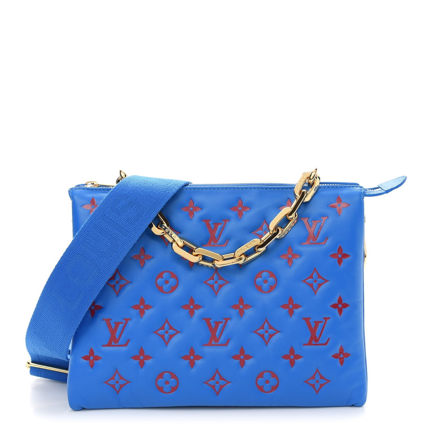 Lambskin Embossed Monogram Vuittamins Coussin PM Blue Red