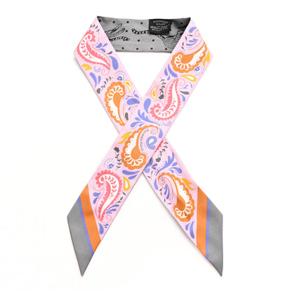 Hermes Silk Guepards Bandana Twilly Rose Gris Bleu 1 of 4