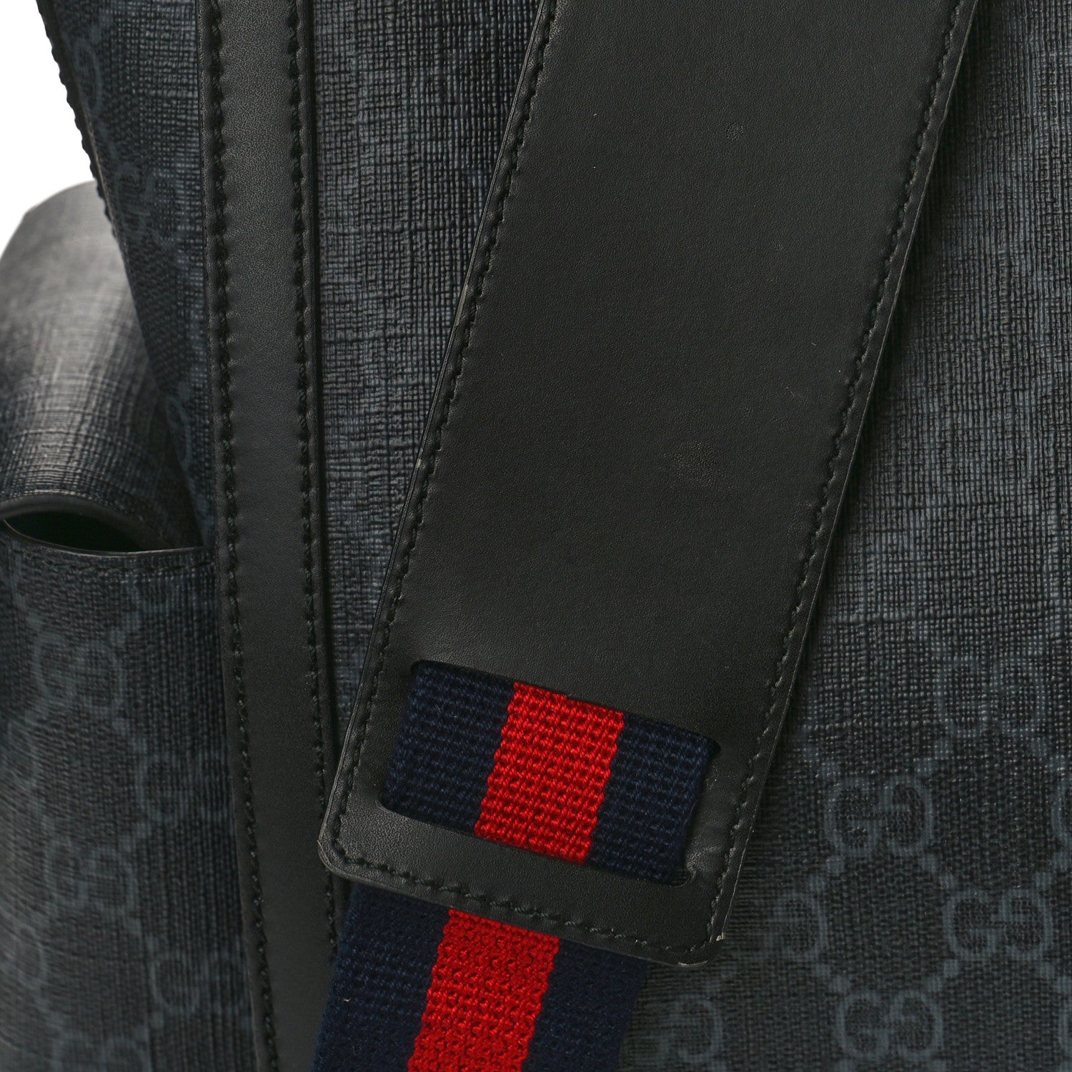 Gucci GG Supreme Monogram Web Messenger Diaper Bag Black Grey 9 of 10
