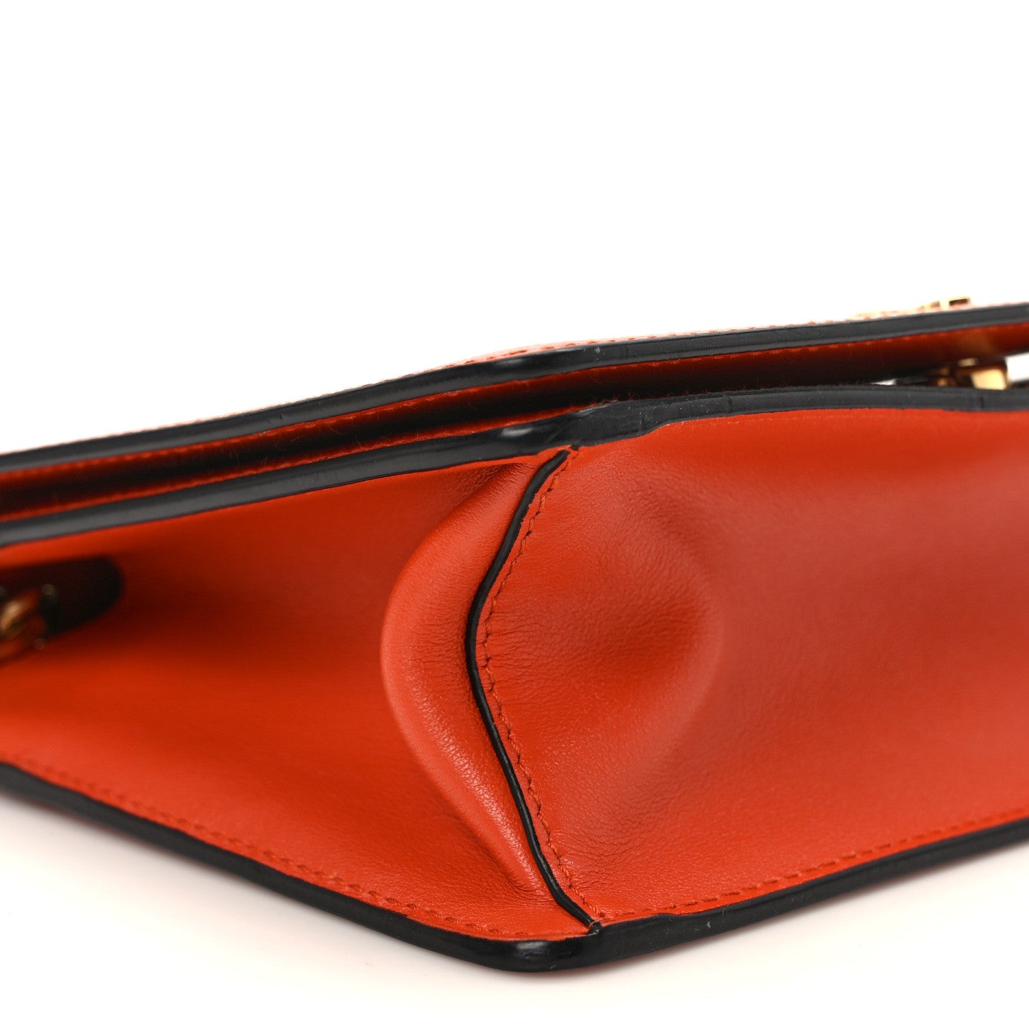 Prada Saffiano Vernice Chain Shoulder Bag Arancio 8 of 9