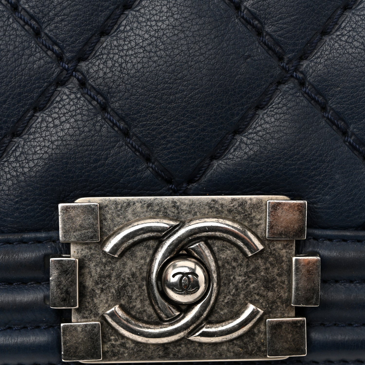 Chanel Calfskin Double Stitch Medium Boy Flap Marine 11 of 14