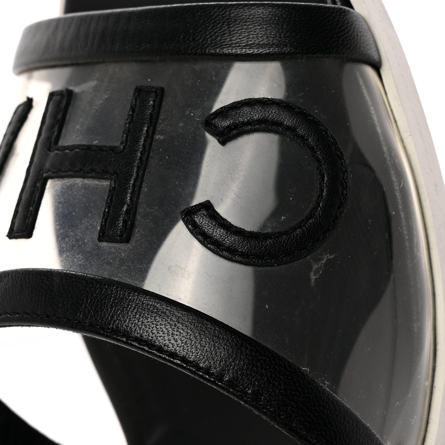 PVC Lambskin Logo Mules 37 Black
