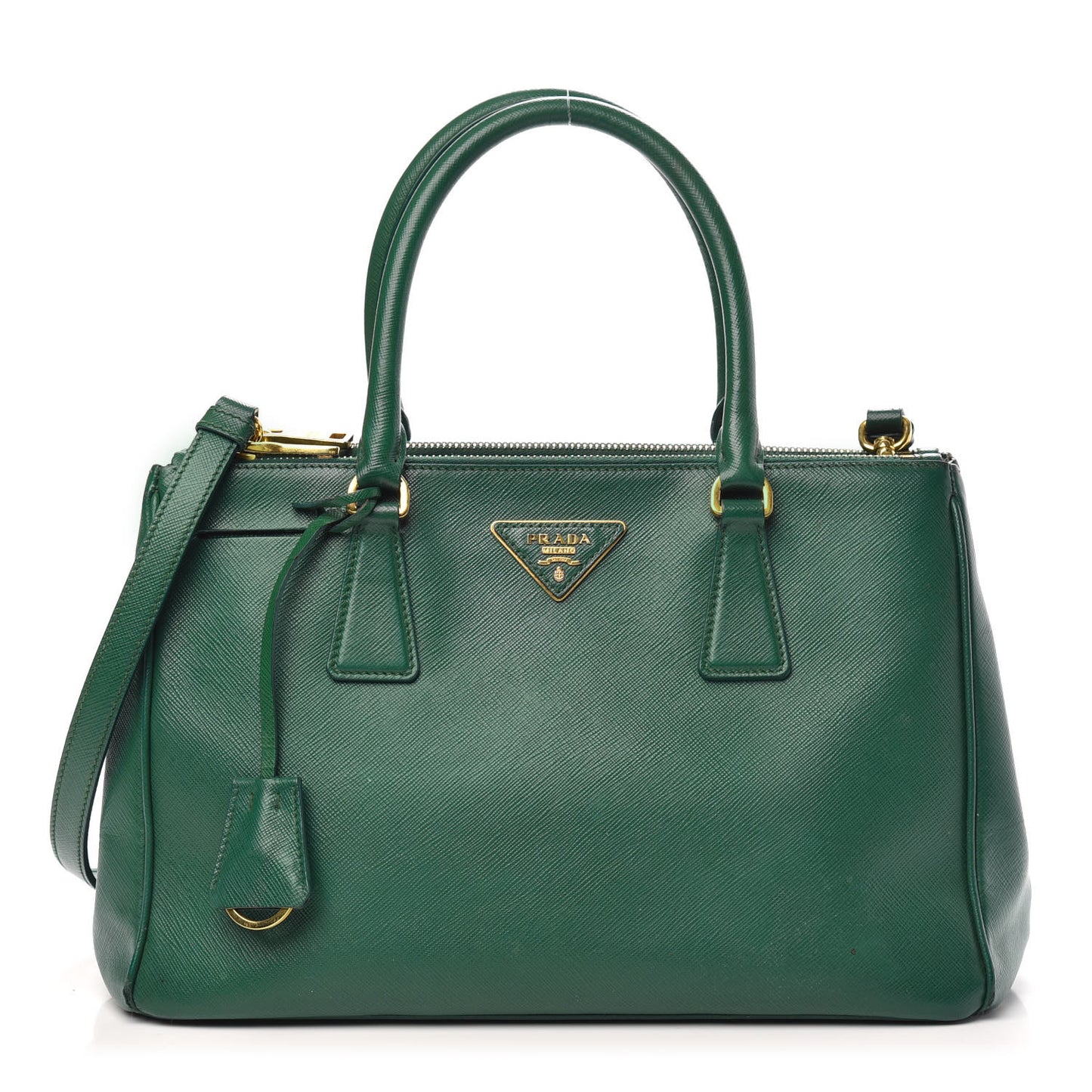 Saffiano Small Galleria Double Zip Tote Biliardo