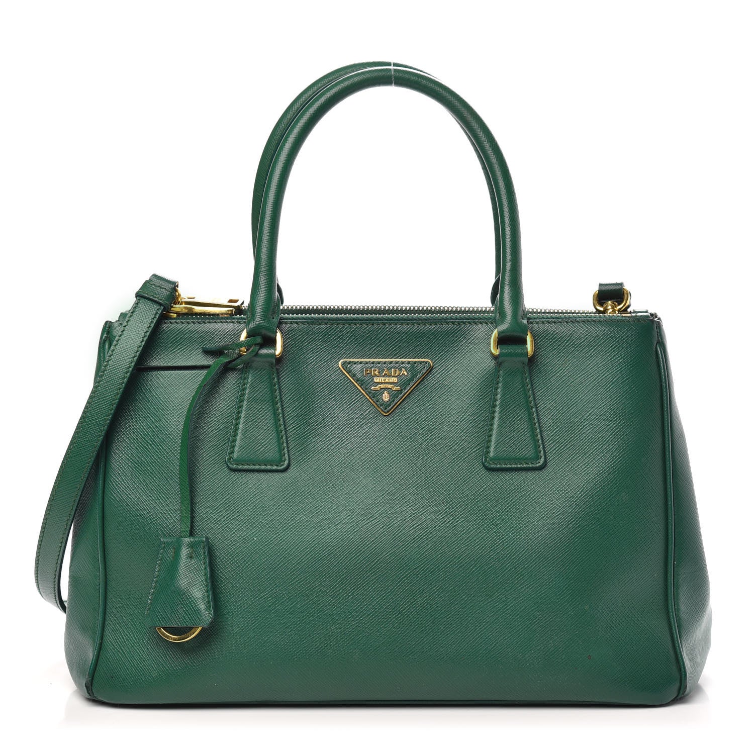 Prada Saffiano Small Galleria Double Zip Tote Biliardo 1 of 17
