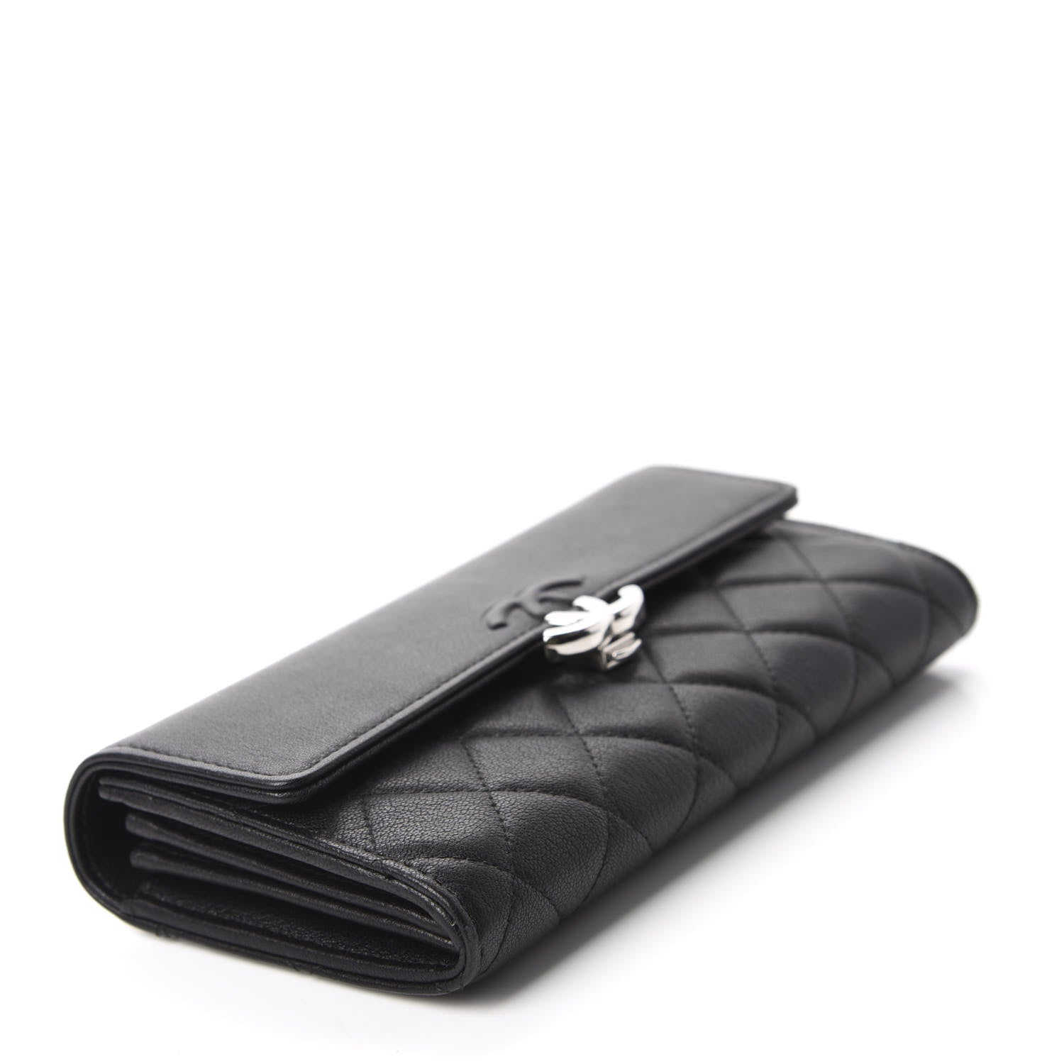 Chanel Goatskin Quilted CC Box Flap Wallet Black 4 of 9