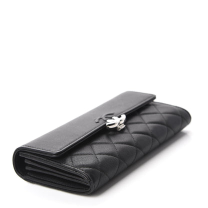 Chanel Goatskin Quilted CC Box Flap Wallet Black 4 of 9