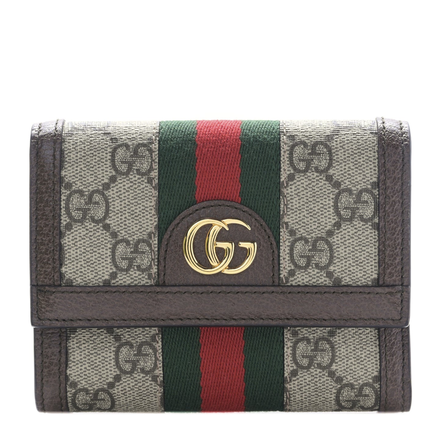 GG Supreme Monogram Web Ophidia Compact Wallet Beige New Acero