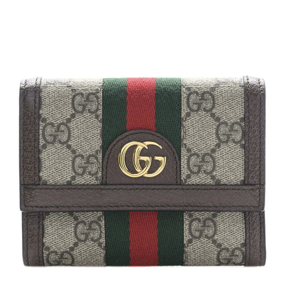 Gucci GG Supreme Monogram Web Ophidia Compact Wallet Beige New Acero 1 of 10