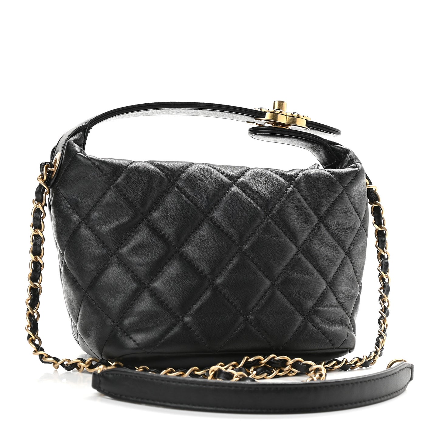 Lambskin Quilted Small Perfect Meeting Hobo Black