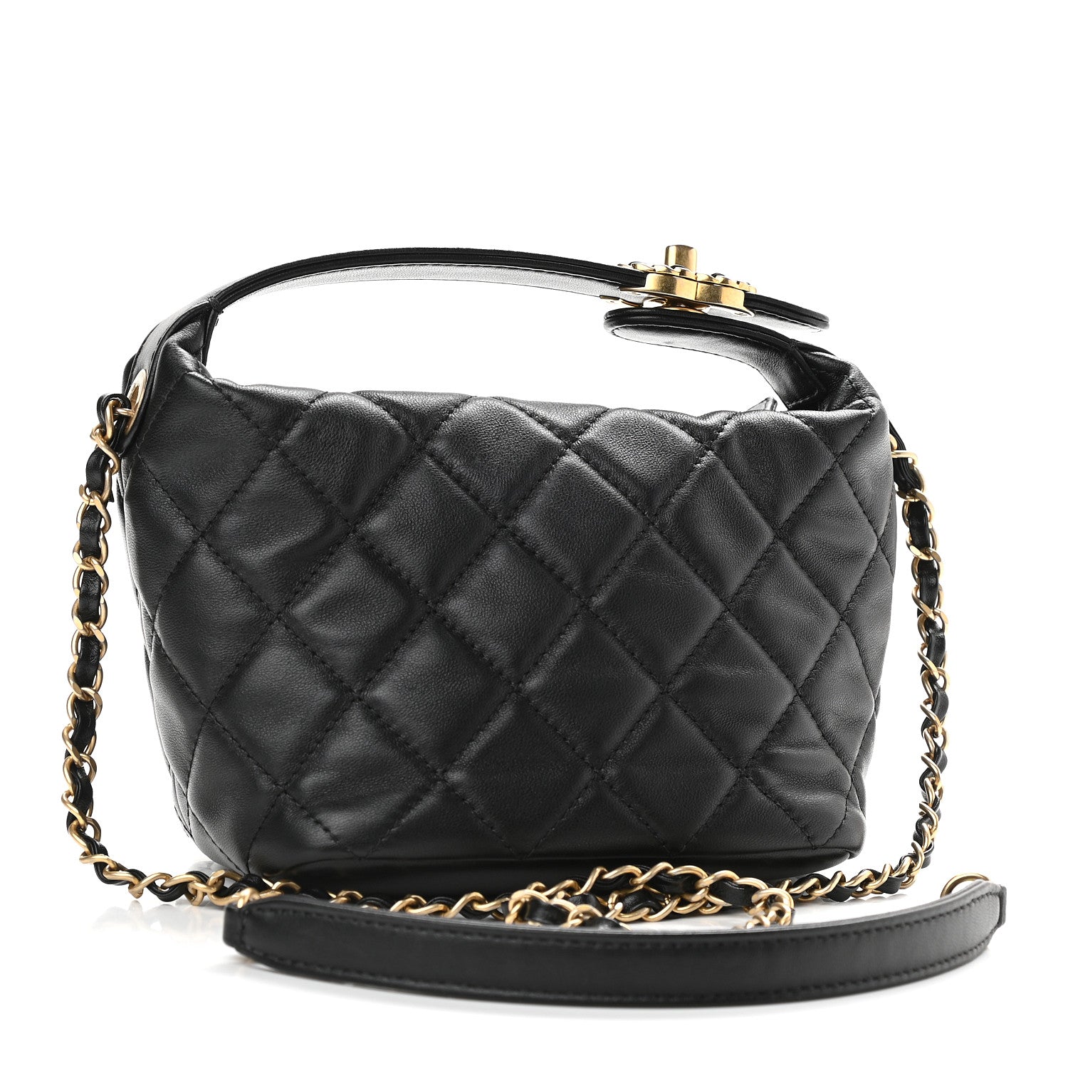 Chanel Lambskin Quilted Small Perfect Meeting Hobo Black 3 of 9