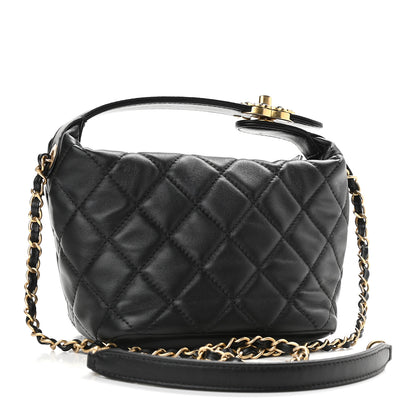 Chanel Lambskin Quilted Small Perfect Meeting Hobo Black 3 of 9