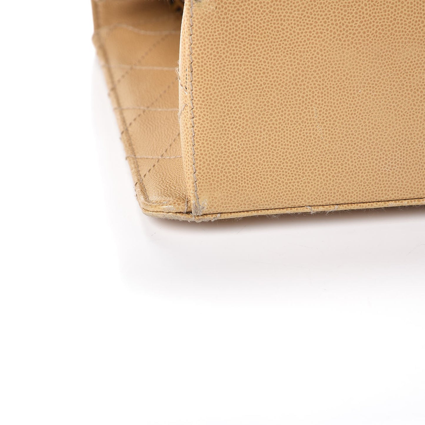 Caviar Stitched Jumbo Single Flap Beige