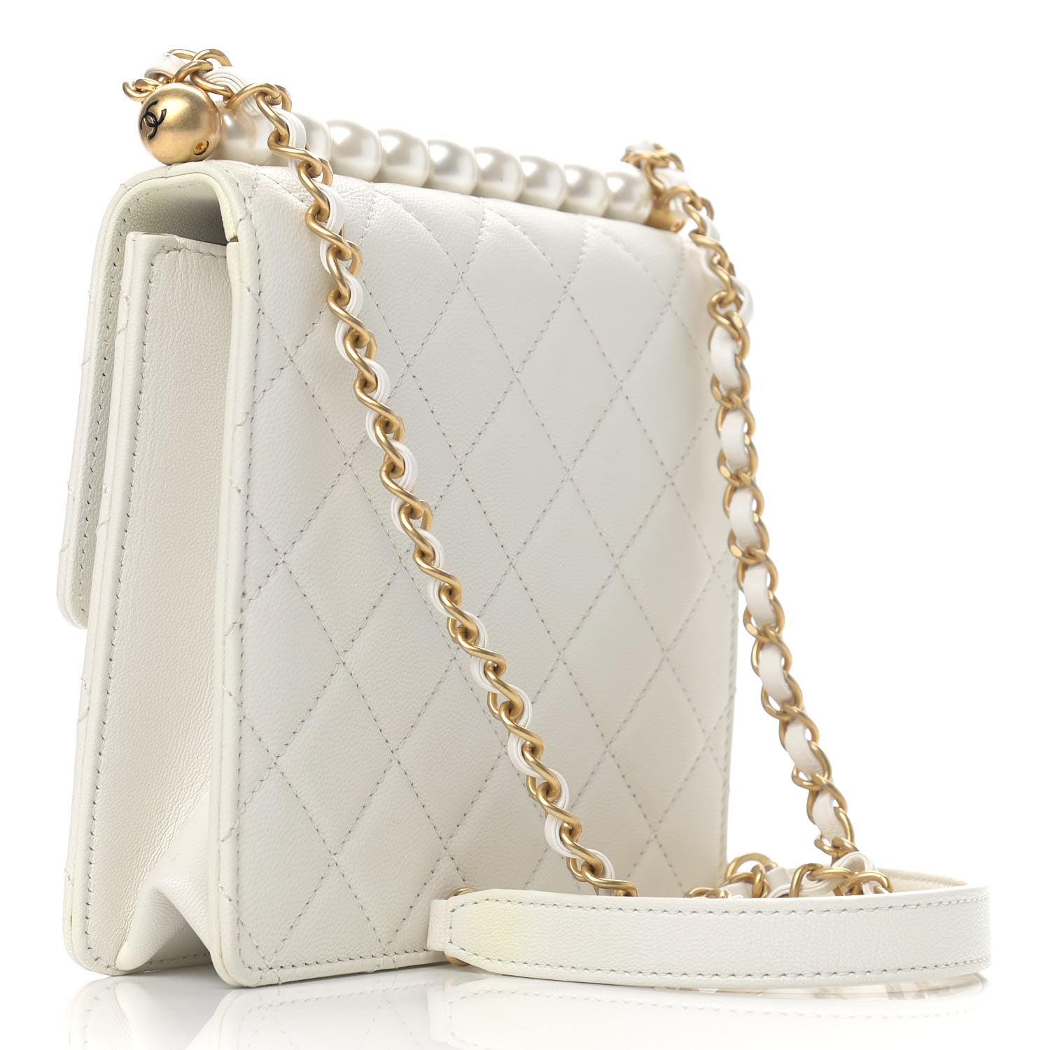 Chanel Lambskin Quilted Chic Pearls Flap White 3 of 10