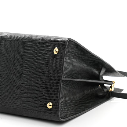 Burberry Calfskin Lizard Embossed Large Title Tote Black 11 of 11