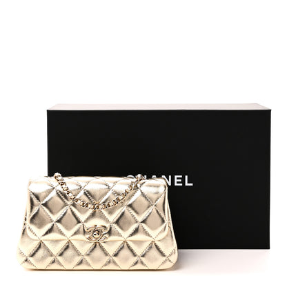 Chanel Metallic Lambskin Quilted Flap Phone Holder With Chain Gold 11 of 11