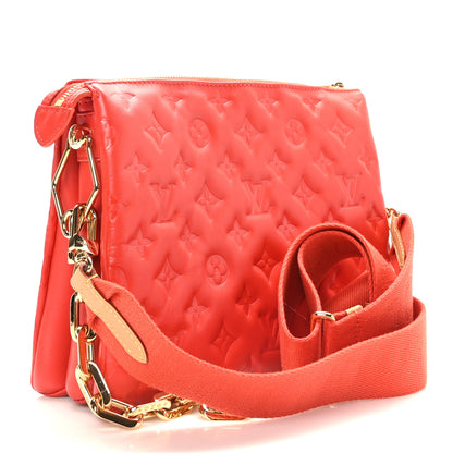 Louis Vuitton Lambskin Embossed Monogram Coussin PM Red 3 of 10
