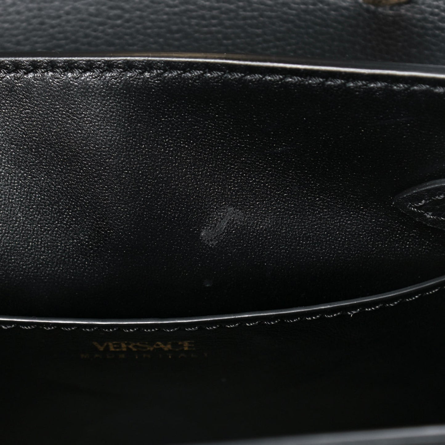 Grained Calfskin Small La Medusa Top Handle Bag Black