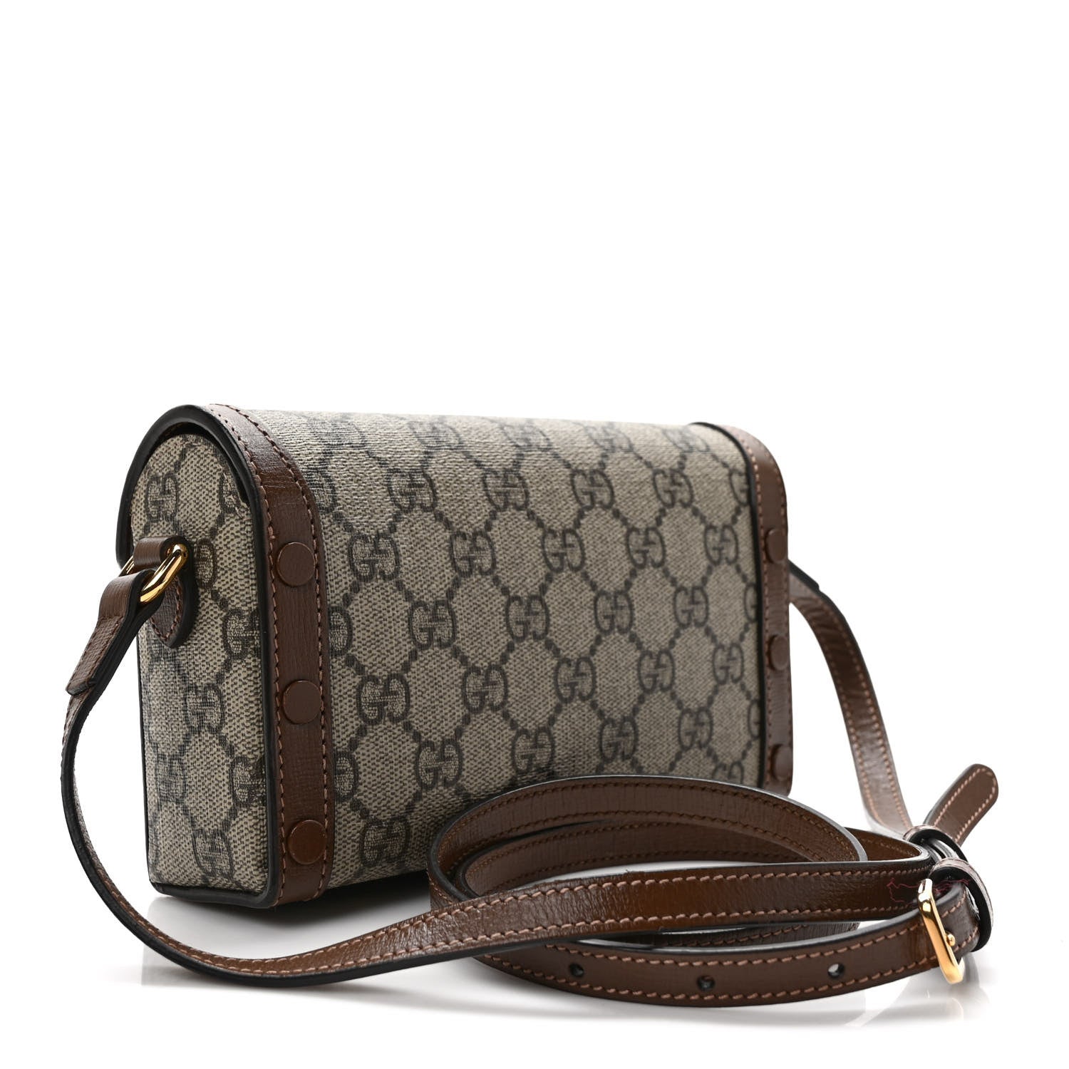 Gucci GG Supreme Monogram Mini Horsebit 1955 Shoulder Bag Beige Brown Sugar 3 of 10