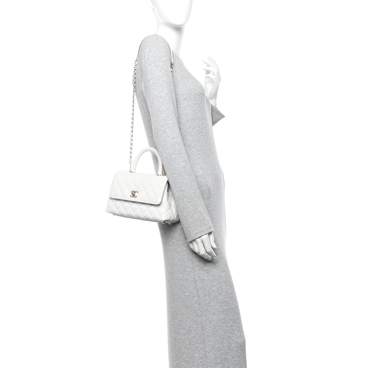 Chanel Caviar Quilted Mini Coco Handle Flap White 2 of 12
