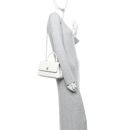 Chanel Caviar Quilted Mini Coco Handle Flap White 2 of 12