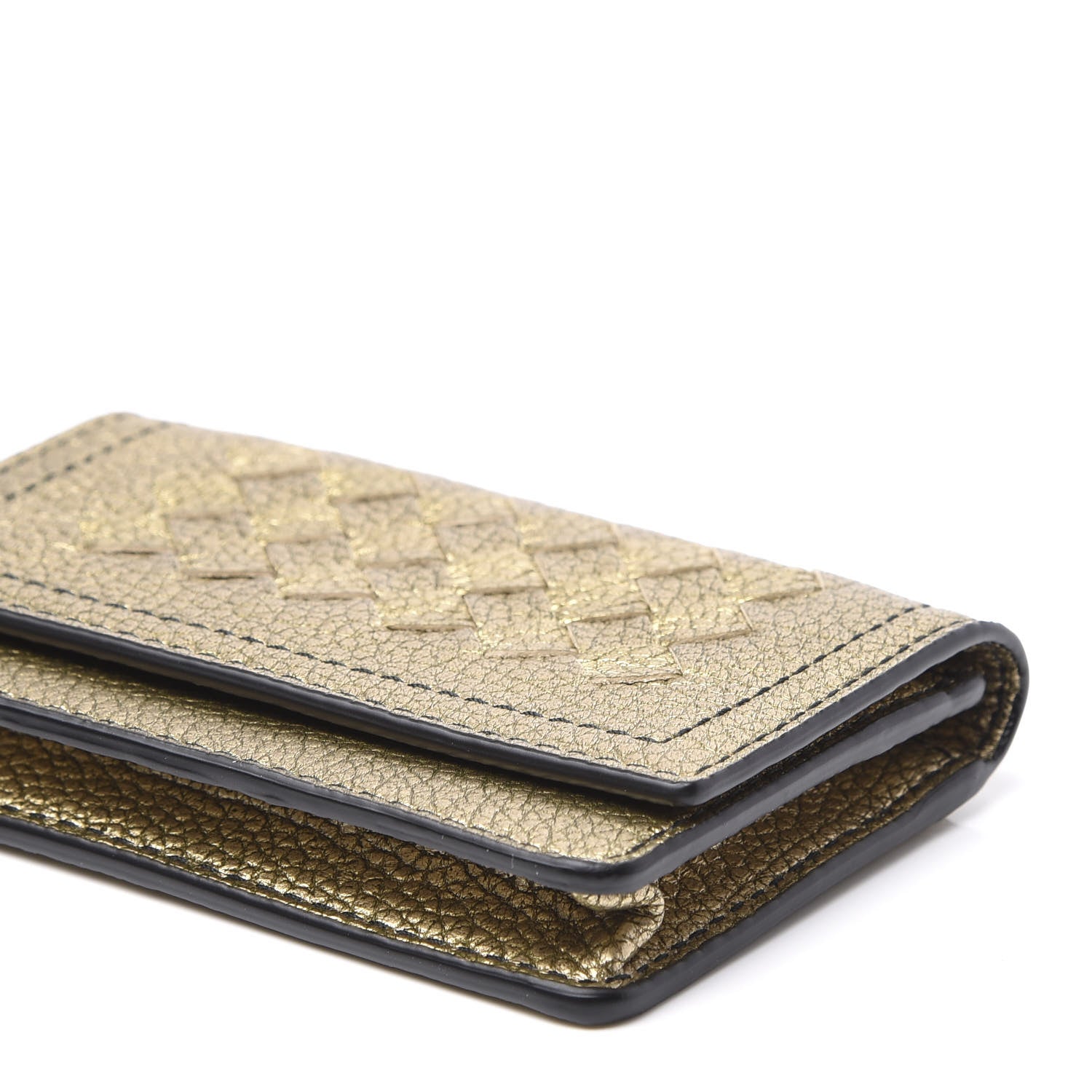 Bottega Veneta Metallic Lambskin Intrecciato Card Case Champignon 8 of 9