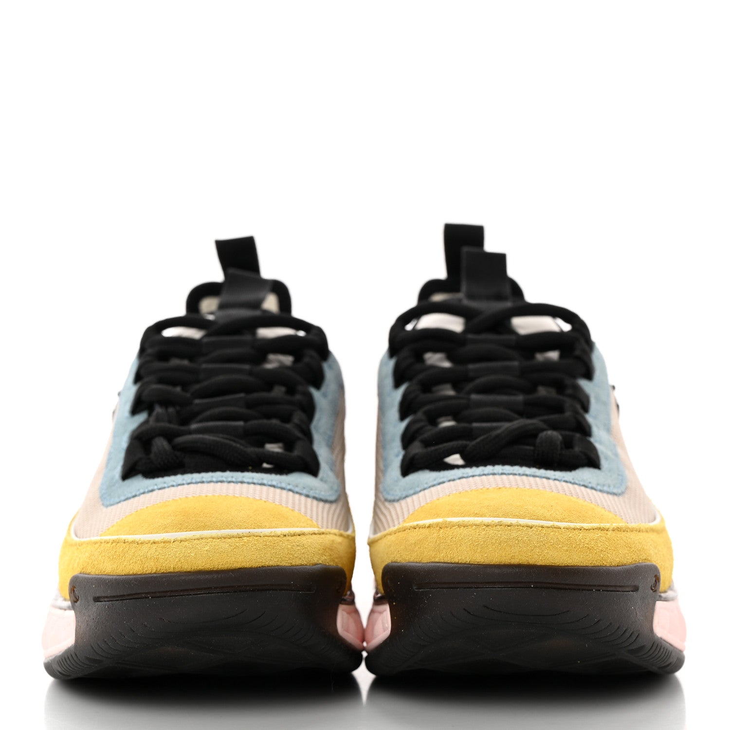 Chanel Suede Calfskin Mixed Fibers CC Sneakers 36 Beige Yellow Light Blue 2 of 11