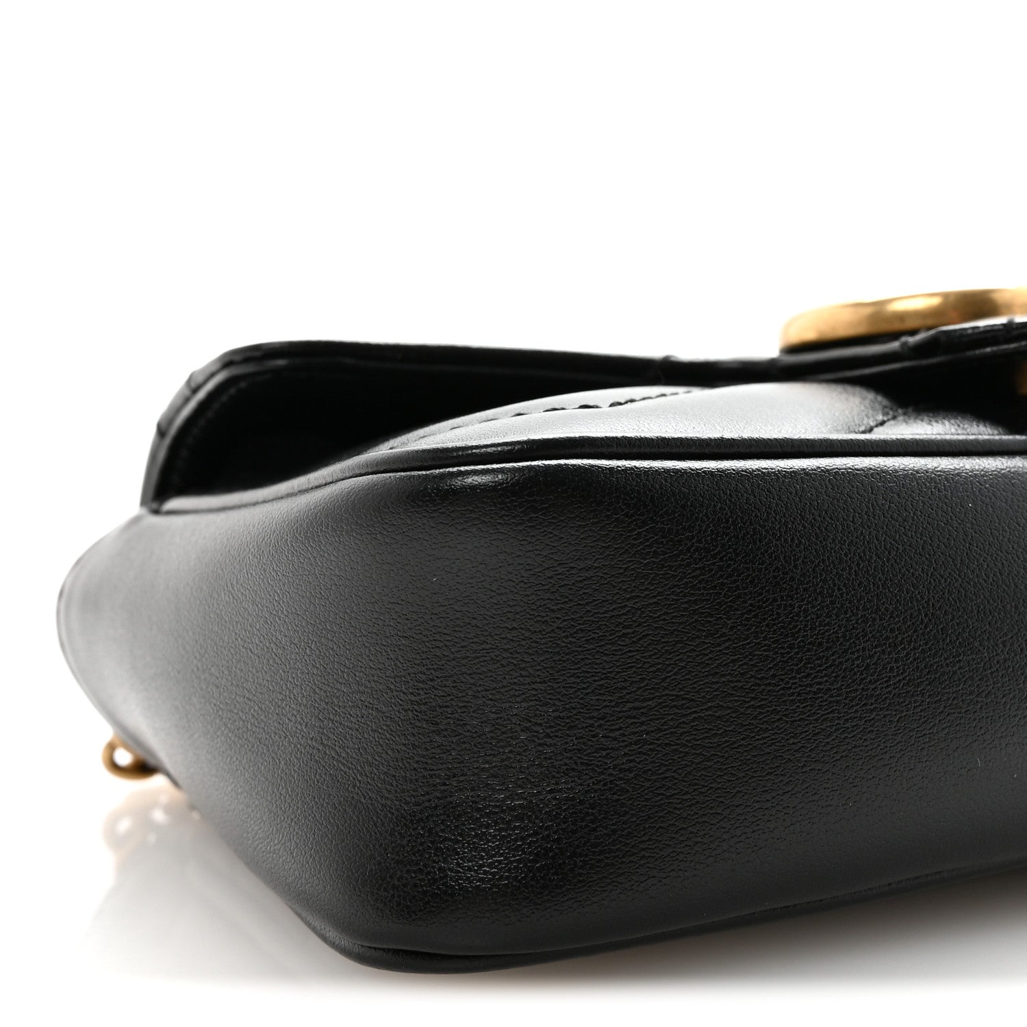 Gucci Calfskin Matelasse Super Mini GG Marmont Shoulder Bag Black 9 of 11