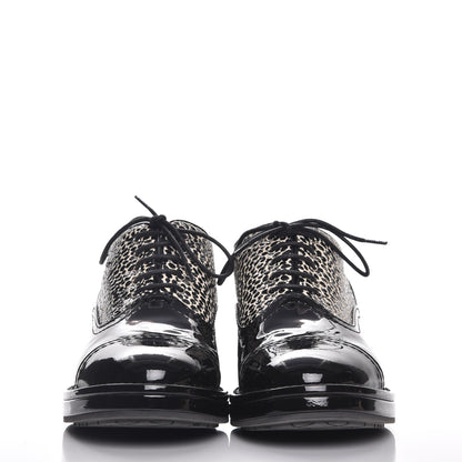 Chanel Patent CC Lace Up Oxfords 40 Black White 2 of 9