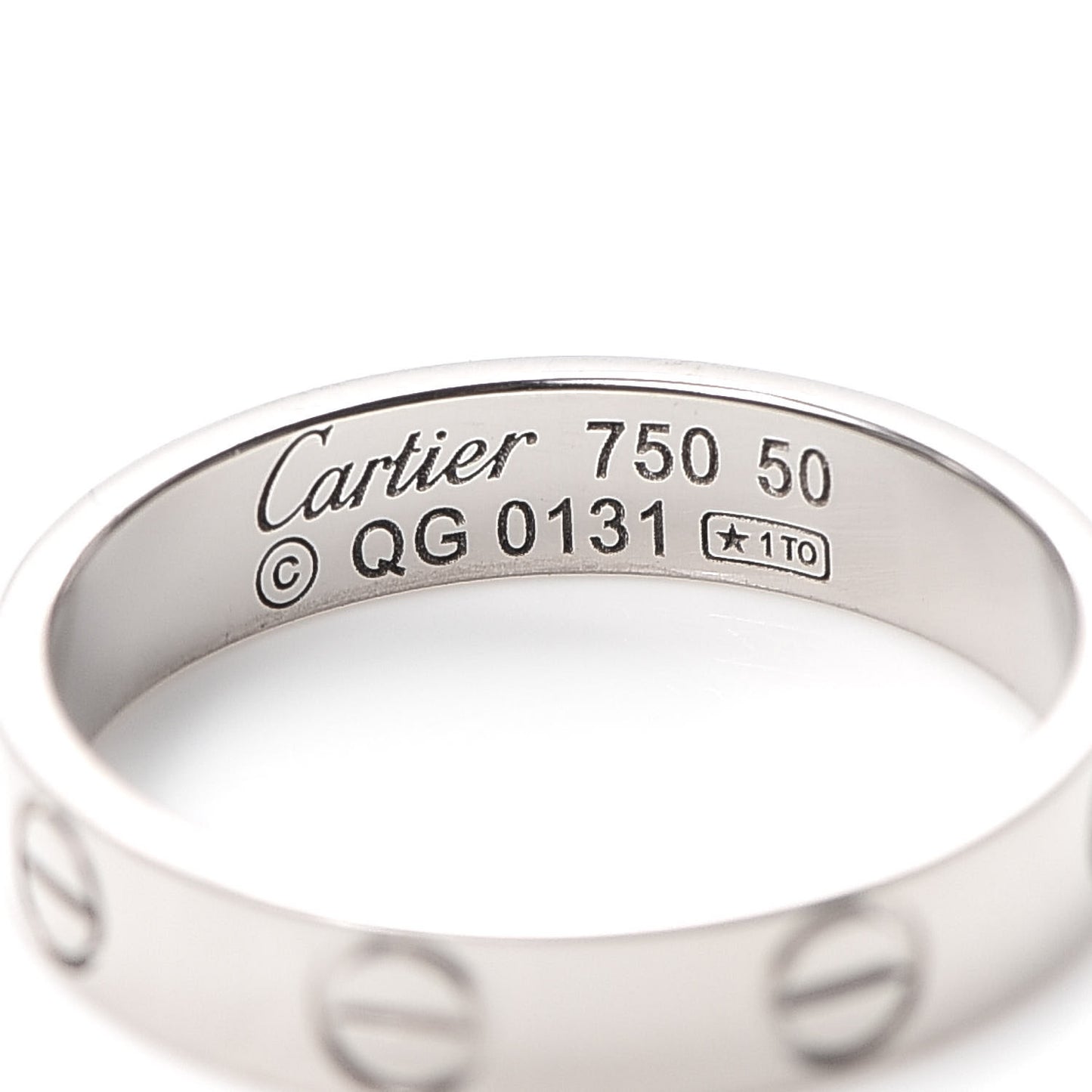 18K White Gold 3.5mm LOVE Wedding Band Ring 50 5.25